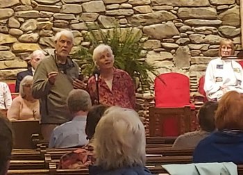 zack allan and maggie lauterer singing shape note music at Crossnore Presbyterian Church